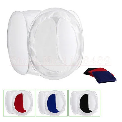 Фотостудия 90x90 см палатка софтбокс куб для съемки светильник фон складной (черный + белый + красный + синий) Новый