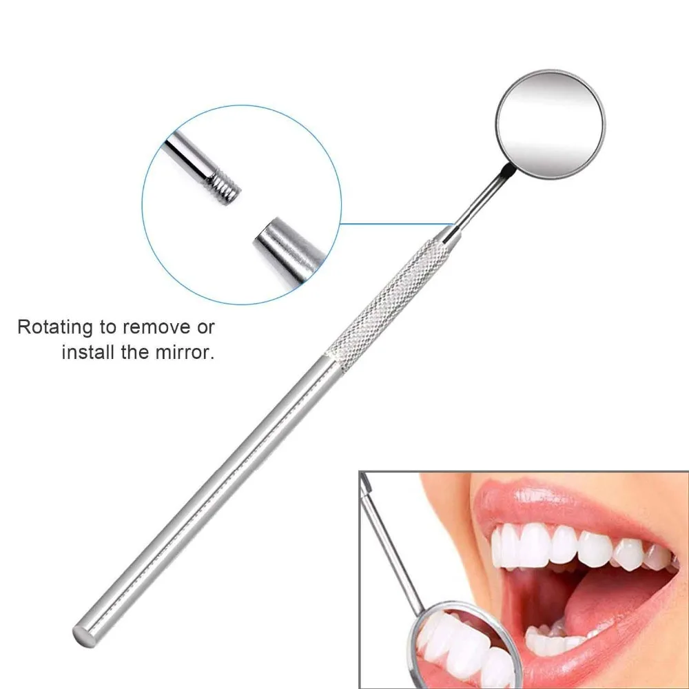 Dental Mirror Inspection Mirror Makeup Mirror Teeth Cleaning Stainless Steel Dental Tools for Personal and Pet