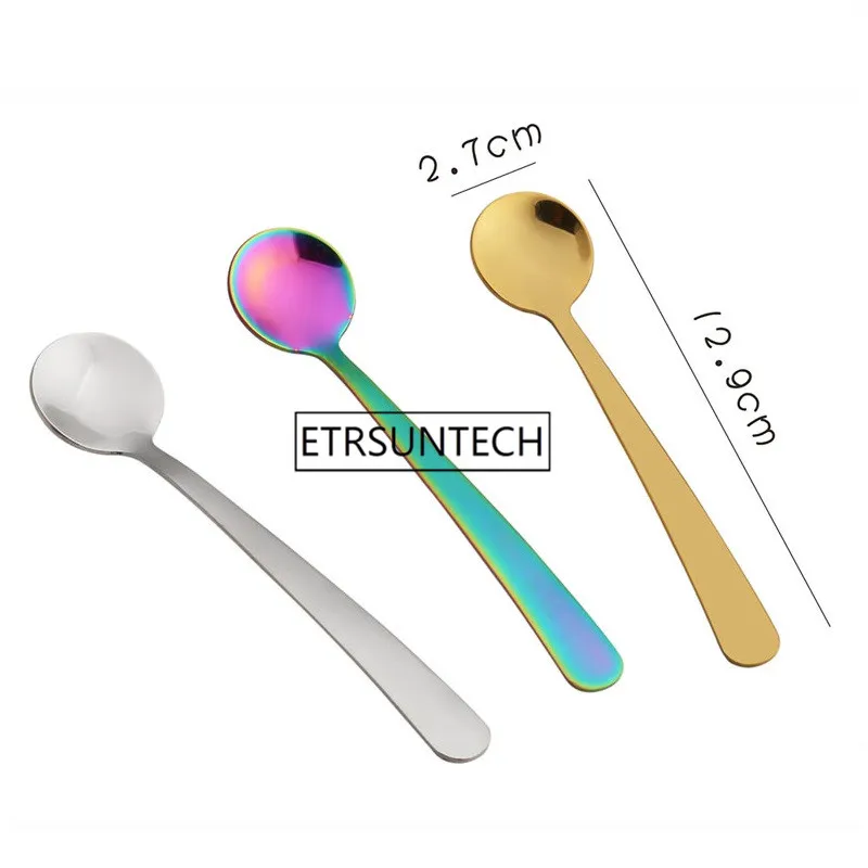 304 Stainless Steel Coffee Spoon Mini Milk Tea Spoon Colorful Seasoning Spoons Dessert Ice Cream Pudding Scoop