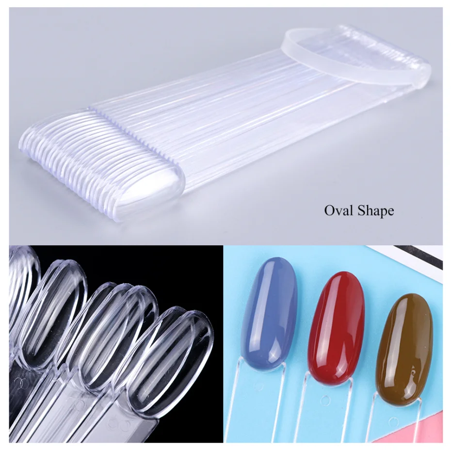 50 pcs Nature Color False Nails Tips Fan Fake Nail Palette Clear Black Designs Display Practice Mold Press on Manicure Too LEA23