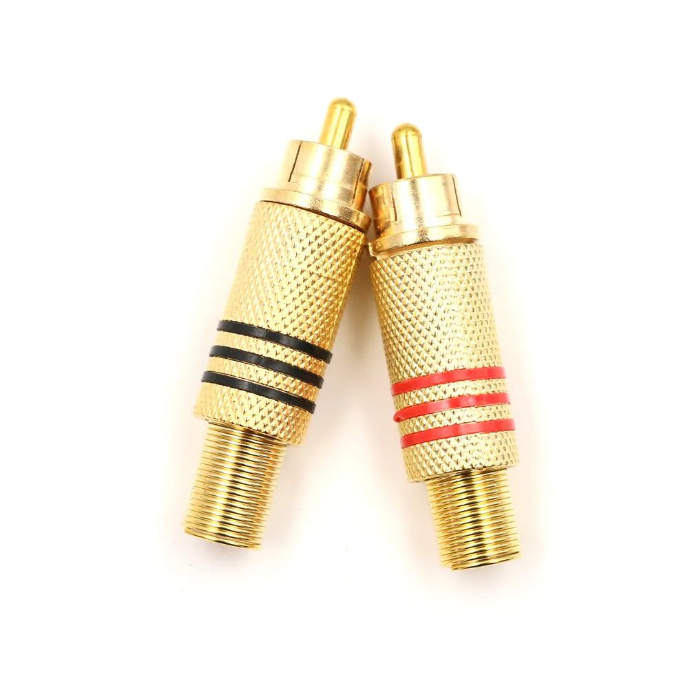 10PCS/Lot RCA Connector Male Jack Plug AV Plugs For PC Audio Vedio Welding DIY Parts Gold Red Black Metal Spring