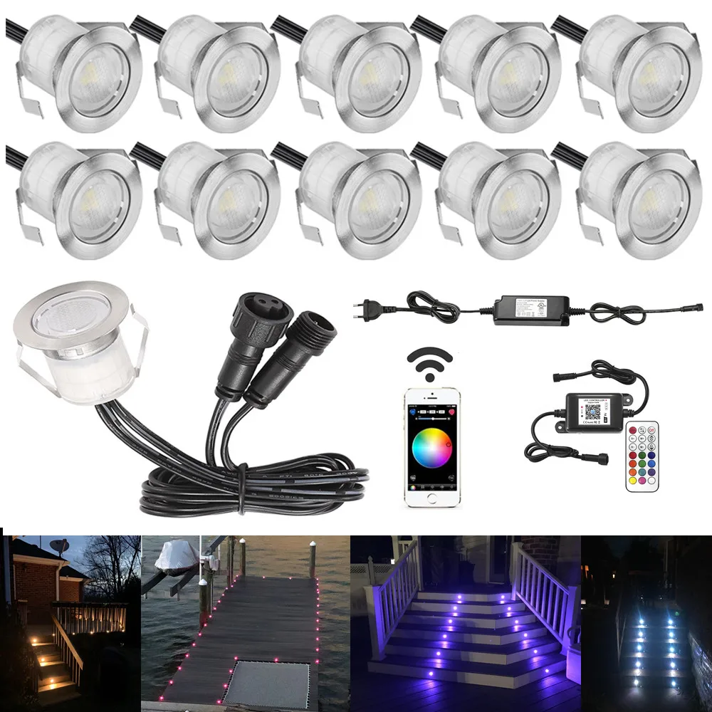 

10Pcs 30mm LED Deck Stair Step Driveway Kitchen Terrace Lights Wifi Music Controller Dimmer Timer for Alexa Google Home IFTTT