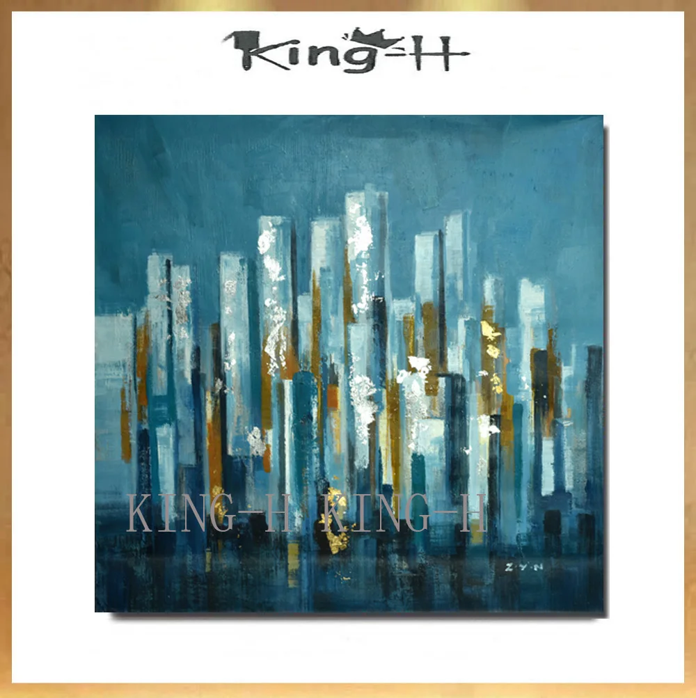 Hot Selling High Quality Hand-painted Abstract New York City Oil Painting on Canvas Abstract Cityscape Oil Painting for Decor