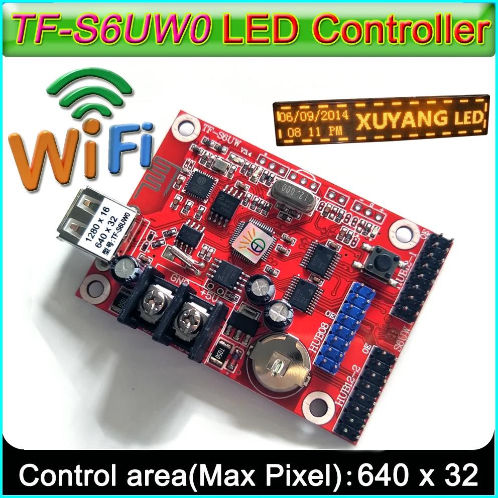 Tarjeta de control WIFI + USB, Panel de módulo LED TF-S6UW0 P10, tarjeta de control de señal LED, adecuada para un solo y doble color, novedad de