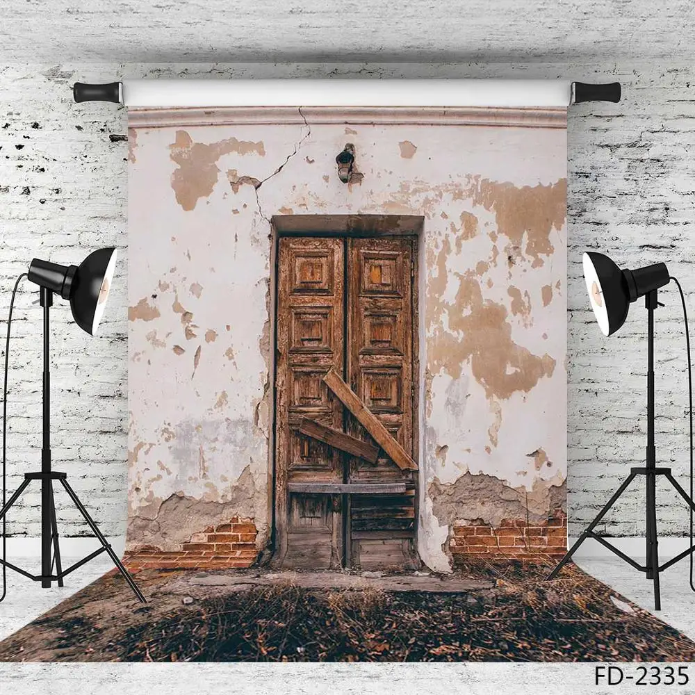 Old Door Brick Wall Backgrounds Vinyl Backdrop Photo Studio for Background 3D Vinyl Cloth Computer Printed for Photo Studio