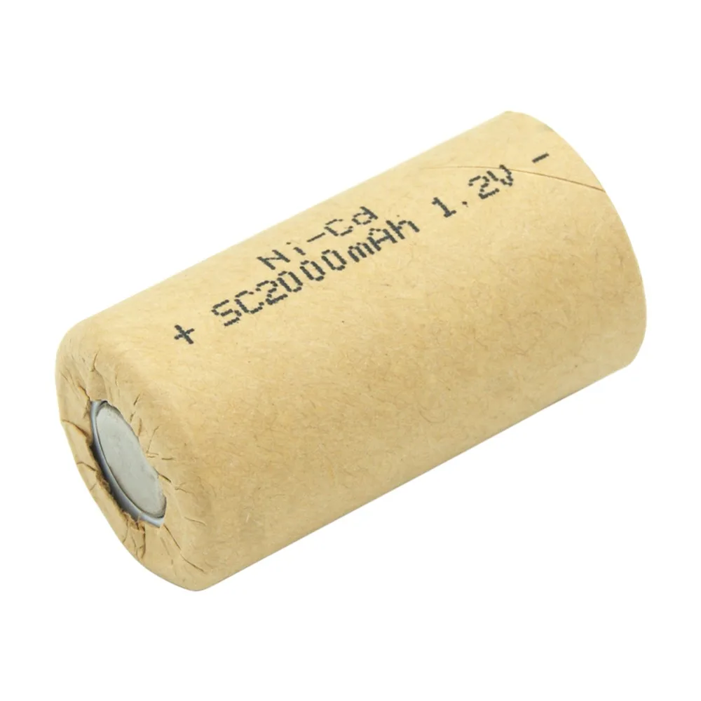 SC Sub C 2000mAh Ni CD 1.2V Rechargeable NI-CD Battery High Discharge Rate 10C for Flashlight Headlamp Power Tools Battery