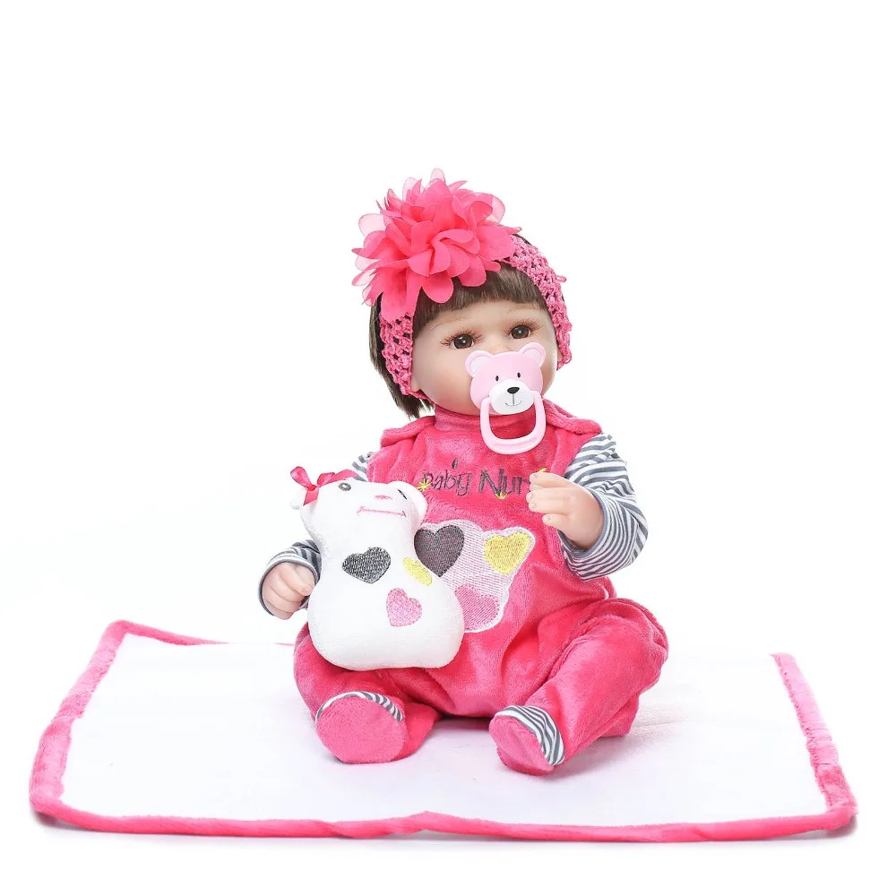 

16" Silicone reborn baby doll toys for girl lifelike reborn babies play house toy kids child birthday gift girl brinquedos