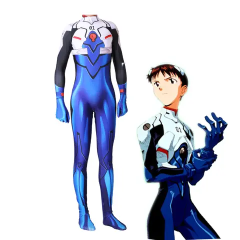 Disfraz de Cosplay de Anime, traje de Cosplay, mono, Ikari, Shinji, Zentai