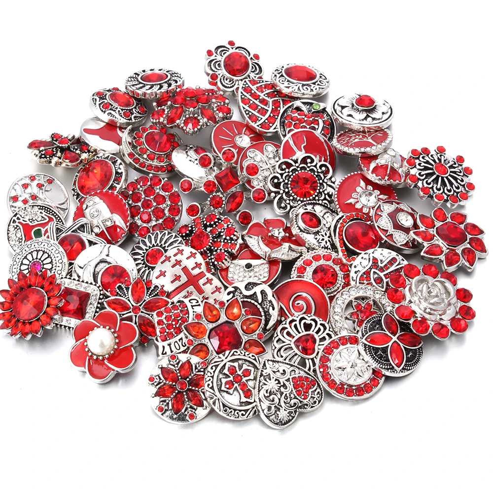 10pcs/lot High Quality Snap Button Jewelry DIY Crystal Rhinestone Flower 18mm 20mm Metal Snap Buttons Fit Snap Bracelet Bangle