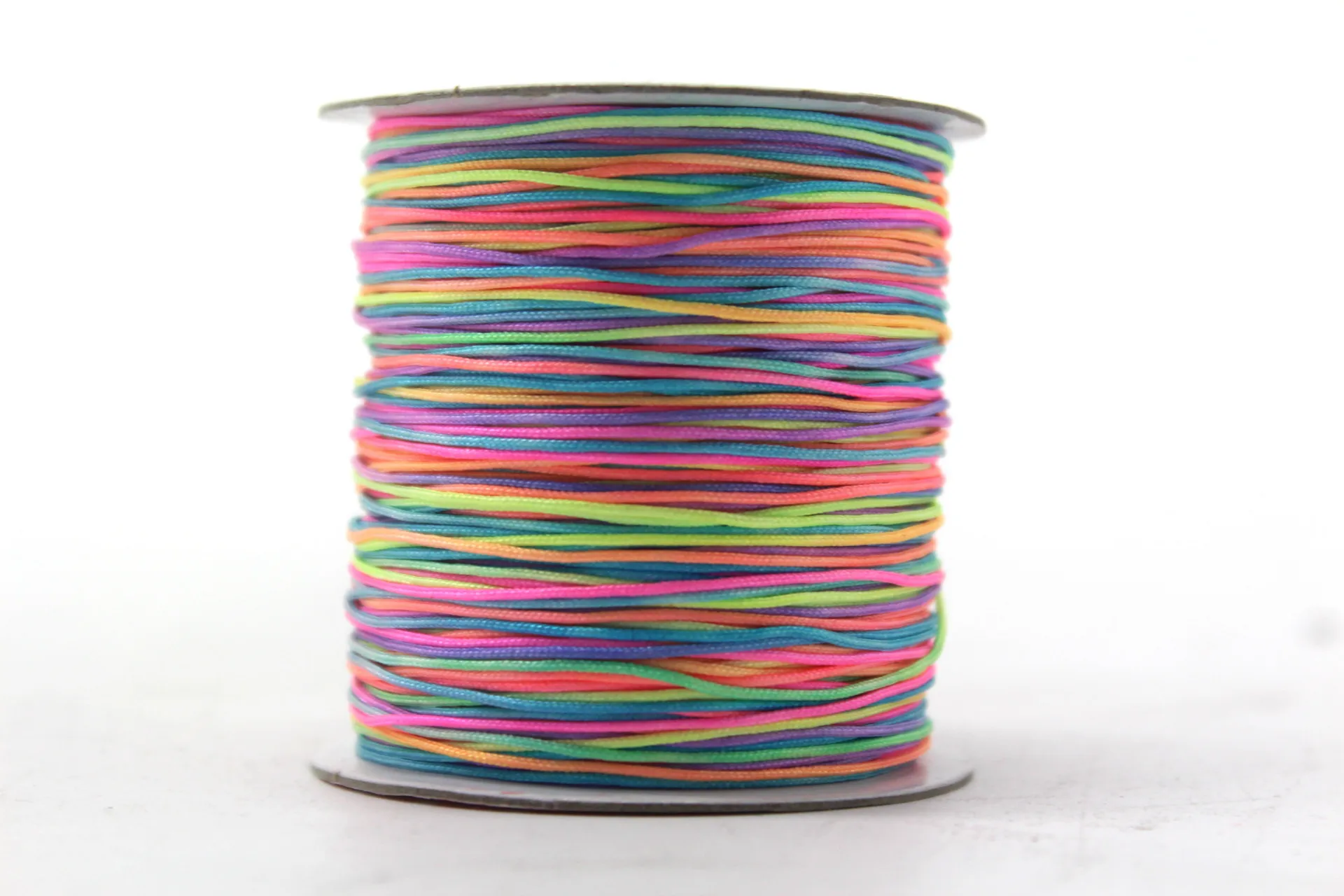 1MM 80Yard/Roll RainBow MultiColor Chinese Knot Beading Nylon Macrame Lace Rope Cord Thread For Charm Shoes Jewelry Making