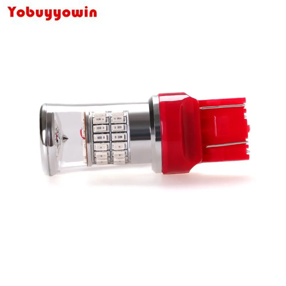 7443 W21/5 12V 24V Rouge LED Ampoule de Voiture 48X3014SMD for Clignotant Feu de Freinage Lumissre de Stationnement Feu Arrissre