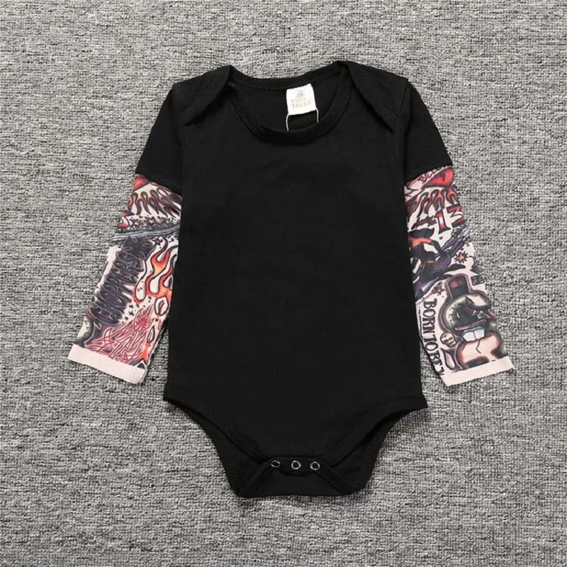 Tattoo Baby Clothes Long Sleeve Bodysuit Unisex Newborn Jumpsuit 100% Cotton Long Sleeve Premature Clothing Boy Shirts Costumes