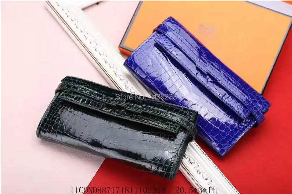 100% genuine crocodile leather skin women wallets and purse clutch,brigher shinny alligator skin wallets women clutch long size