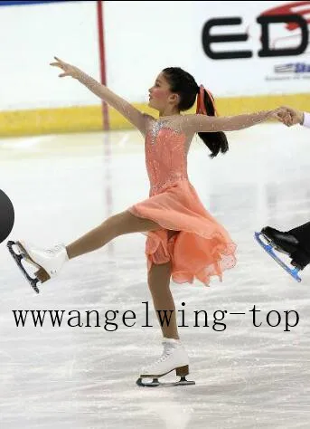 

Girl Ice Skating Dress For Competition Pink Ice Skating Dresses Custom Ice Figure Skating Dress High Elastic Free Shipping