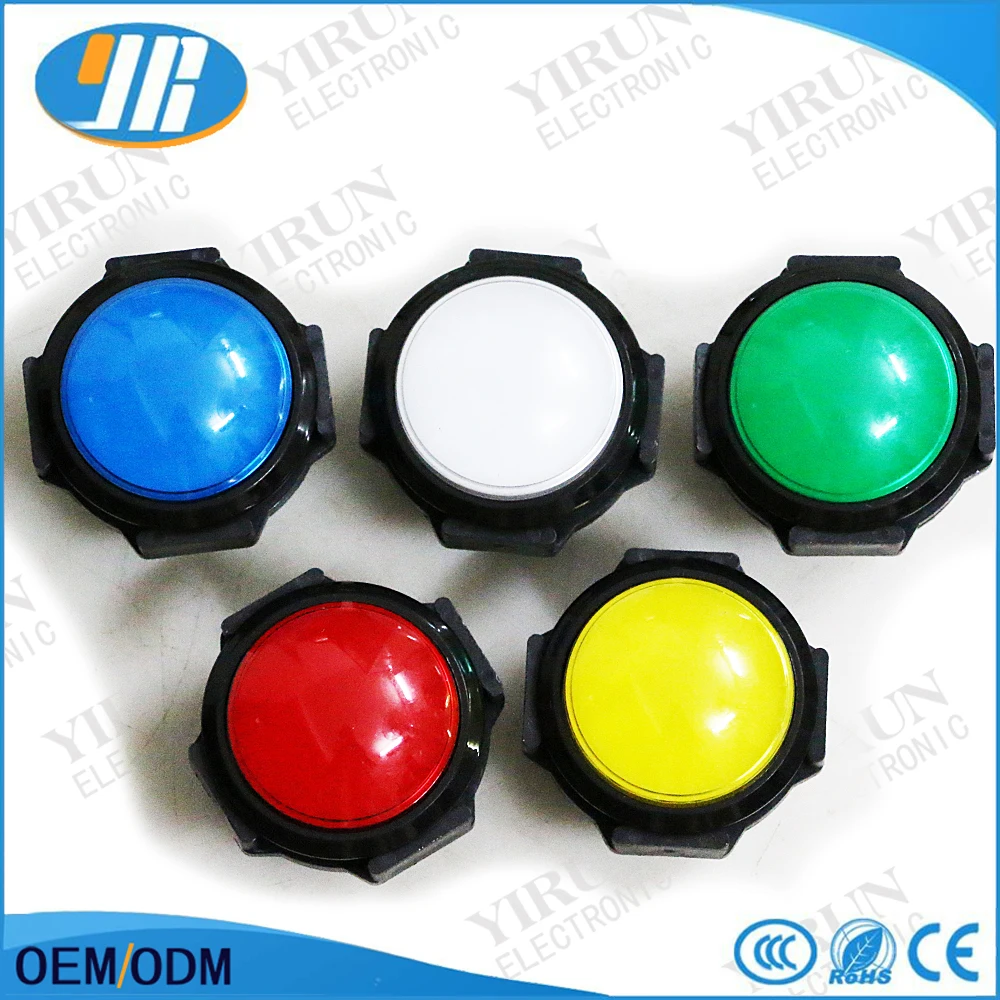 동전으로 작동되는 비디오 아케이드 게임기용 LED 조명 스위치, 원형 볼록 표면, 푸시 버튼, 12V, 60mm - AliExpress