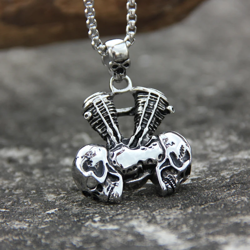 

Original design stainless steel steam punk skull pattern pendant necklace for men personality accessory