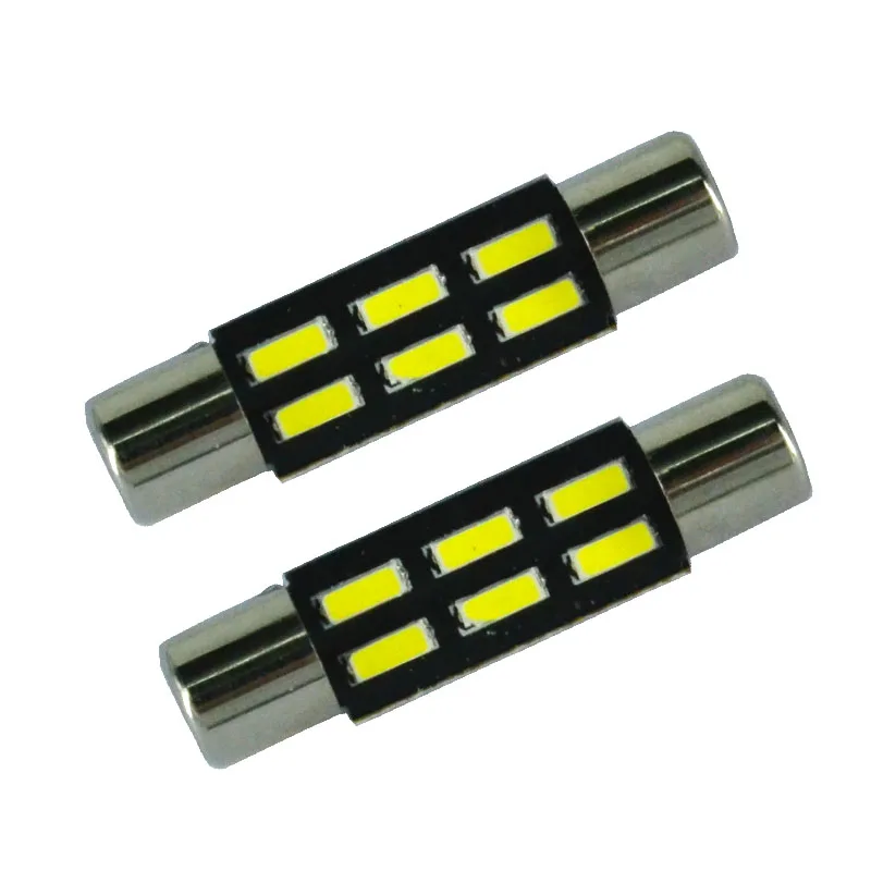 100pcs Festoon Dome T6.3 6 SMD 4014 LED 28 31mm 211-2 Car Vanity Mirror Light Panel Map Door Reading Luggage Lamp Auto Bulb 12V