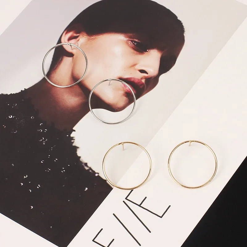Simple Trendy Geometric Round Circle Stud Earrings for Women Korean Ear Studs Earing Brincos Ear Jewelry Girls Gift RY40 image 4