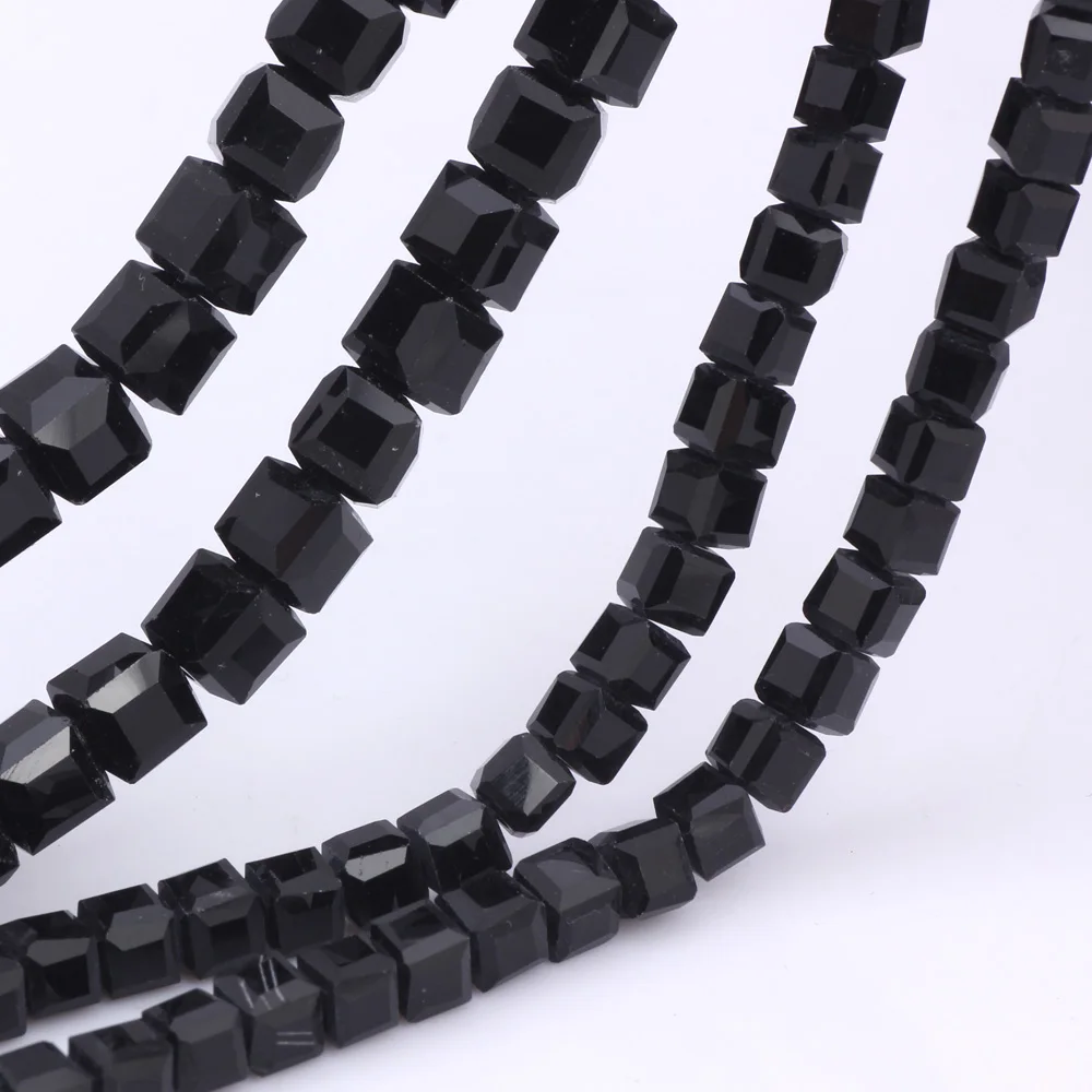 OlingArt Square 3/4/6/8MM Austria Crystal Beads charm Glass Beads Black color Loose Spacer Bead for DIY Jewelry Making