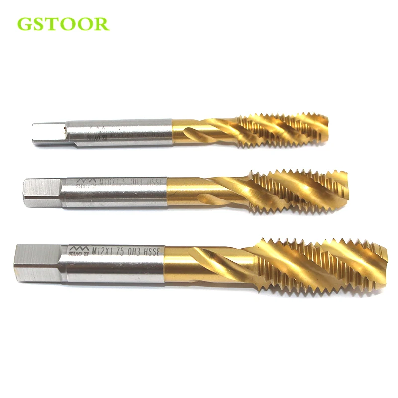 5PCS Screw Tap M8 M10 M12 Pitch 1 1.25 1.5 Right Spiral tap Cobalt containing thread tap drill Machine Tool