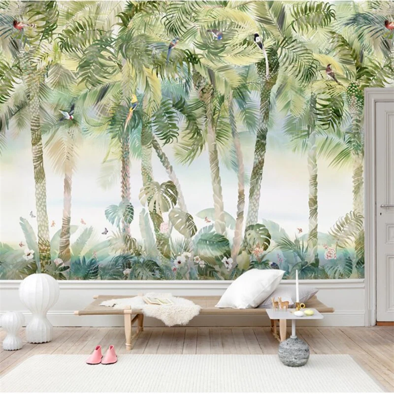 

wellyu papel de parede Custom wallpaper Modern European-style painted coconut bird wallpaper wall mural background tapety