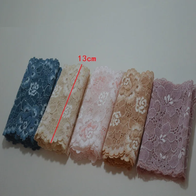 (2Yds/Lot)Pink~Yellow~Tan~Blue Etc Calico Hair Decoration Elastic Stretch Lace Trim Wedding Dress Skirt Lace Trim Undergarment