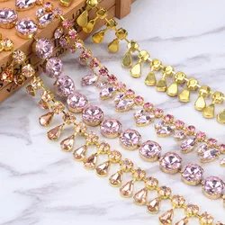 Dense Crystal Diamond Pendant Chain Pink Glass Horse Eye Rhinestone Tassel Trims Wedding Dress Clothing Accessories Gift Crafts