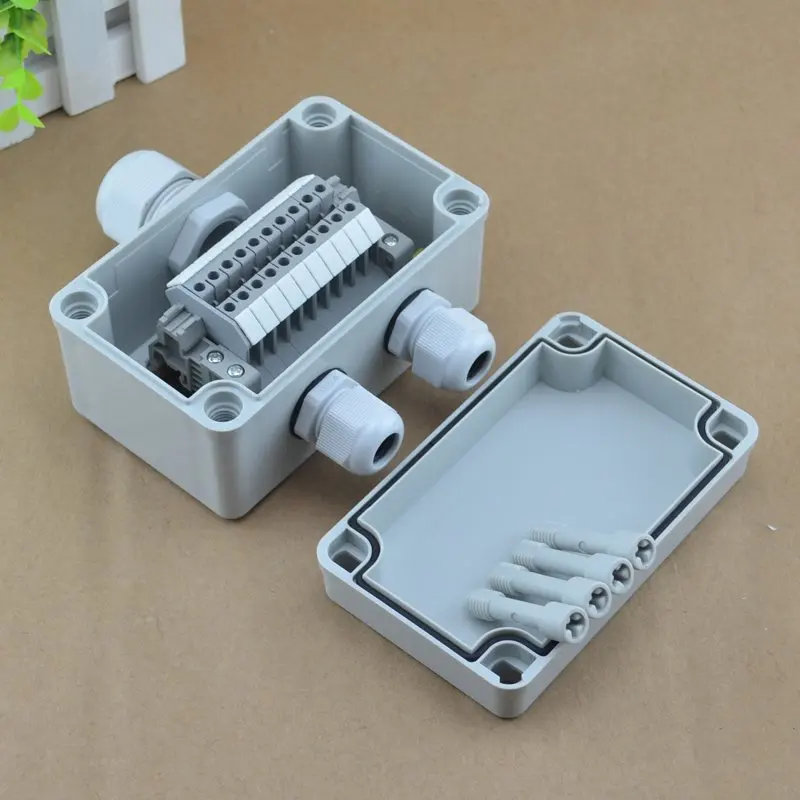 IP65 Waterproof Cable Junction Box 80*130*70mm with UK2.5B Din Rail Terminal Blocks Set