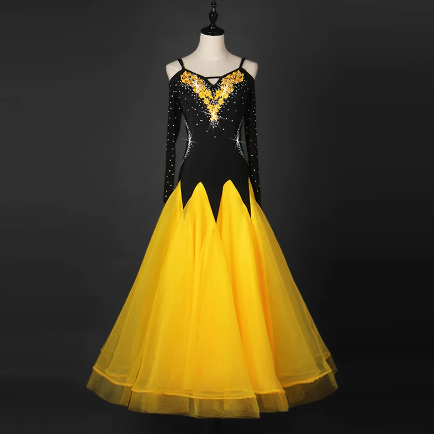 Vestido de baile de competición de salón de vals para mujer, trajes de escenario de rendimiento estándar, vestidos de noche Sexy, apliques de tirantes