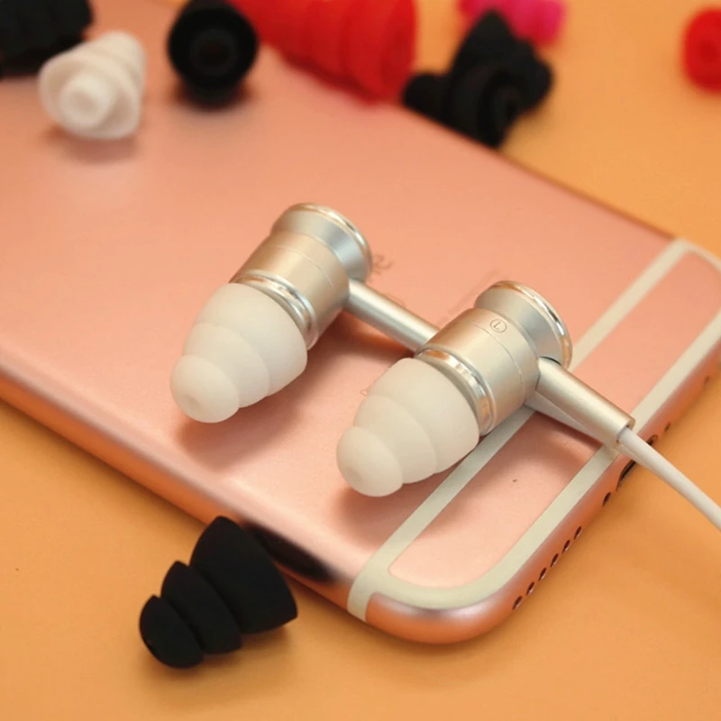 3 Pairs (S/M/L) 3-Layer Silicone In-Ear Earphone Covers Caps Replacement Earbuds