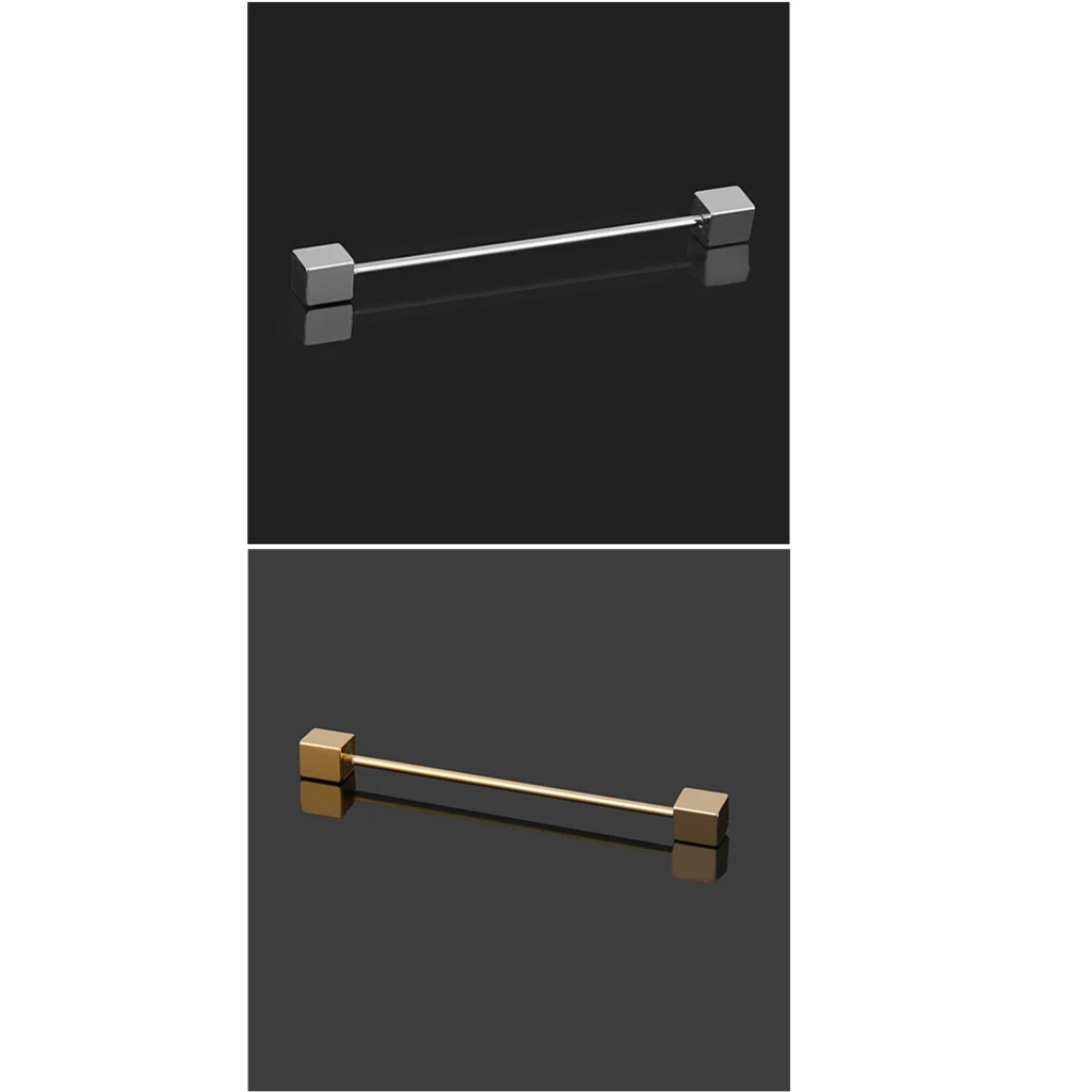 2pieces Classic Men Collar Barbell Tie Pin Bar Clip Shirts Clasps Square End