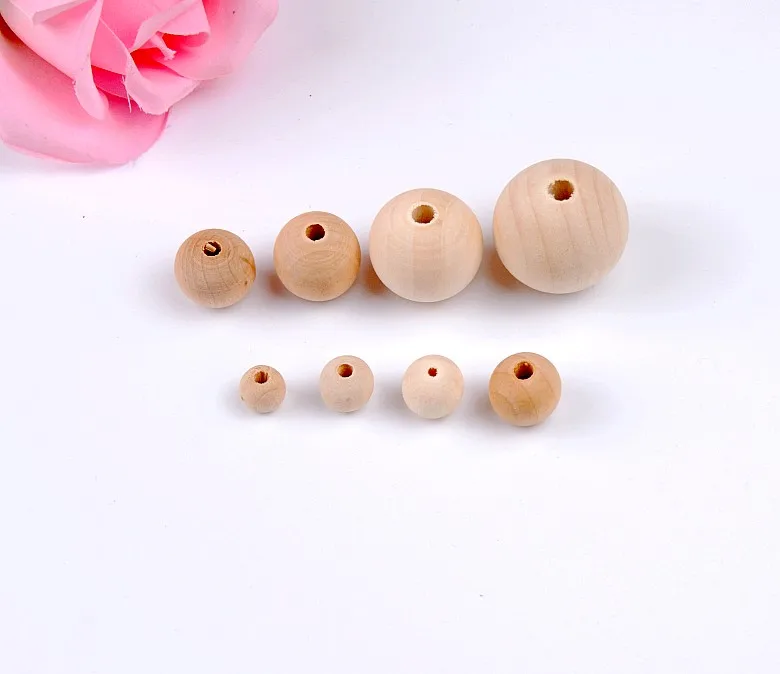 Wholesale Nature Color Wooden Beads Round Wood Spacer Beads 8/10/12/14/16/18/20/25/30/40mm For Fashion Jewelry D2835