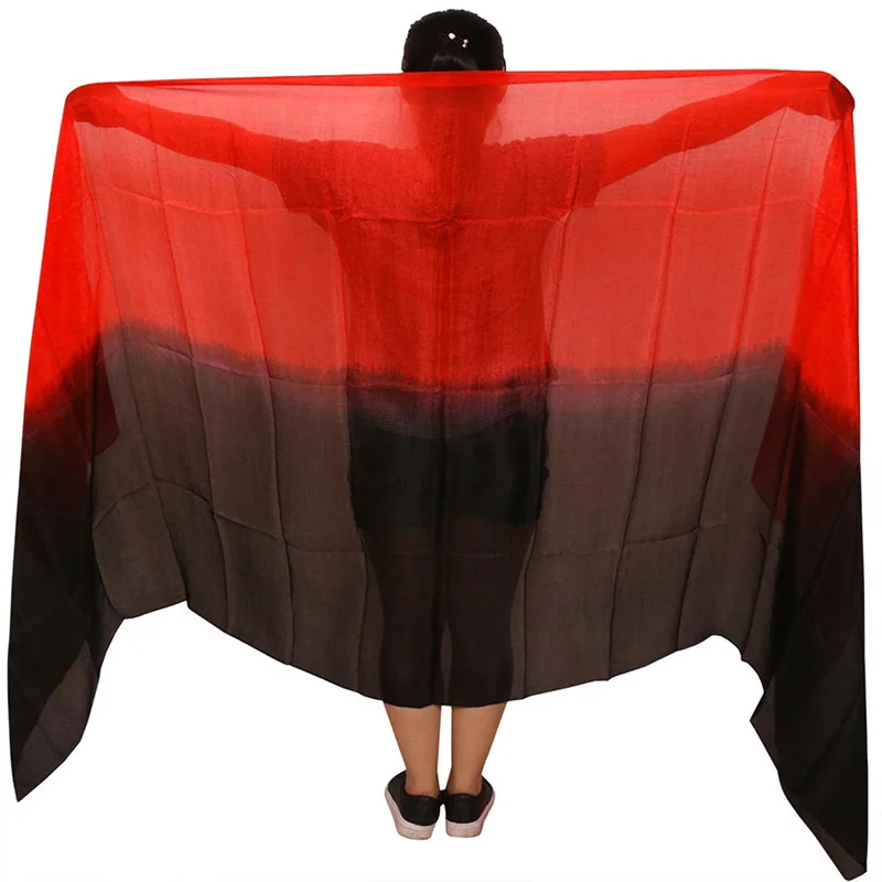 Belly Dance Props Women Belly Dance Silk Veils Belly Dance Veil For Girls Belly Dance Silk Veils black+red
