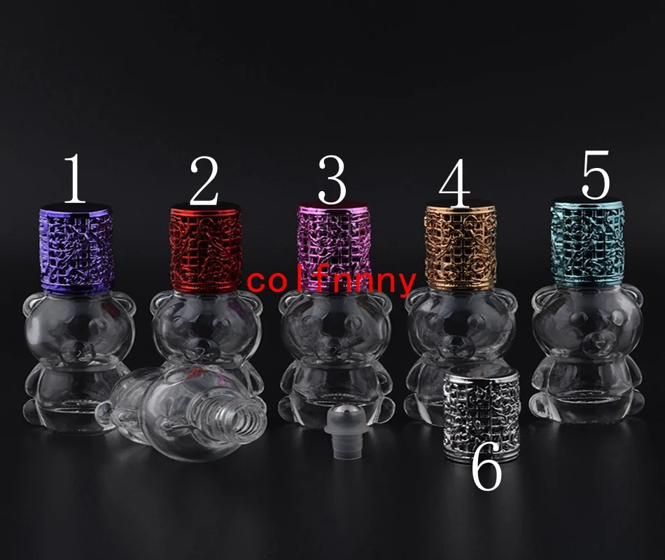 

200pcs/lot 8ml Lovely Small Bear Metal Roller Ball Perfume Bottle High Quality Portable Refillable Perfume Oil Bottles