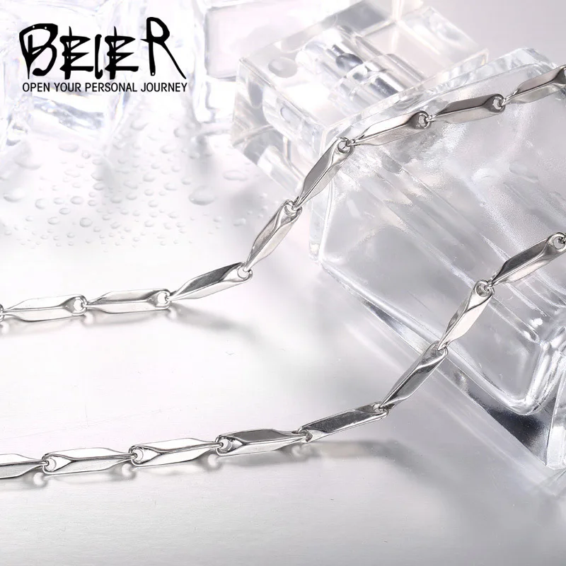 Beier Stainless Steel Necklace Melon Seed New Twist  Trendy Chain Necklace Boy Man Necklace Chain BN1024