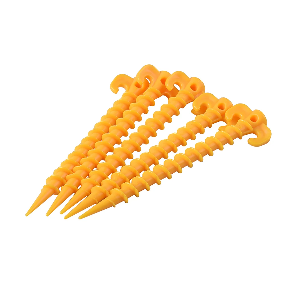 5pcs Tent Nails Outdoor Camping Trip Tent Peg Ground Nails Screw Nail Stakes Pegs Plastic Sand Pegs Trip Beach Tent Stakes Pegs