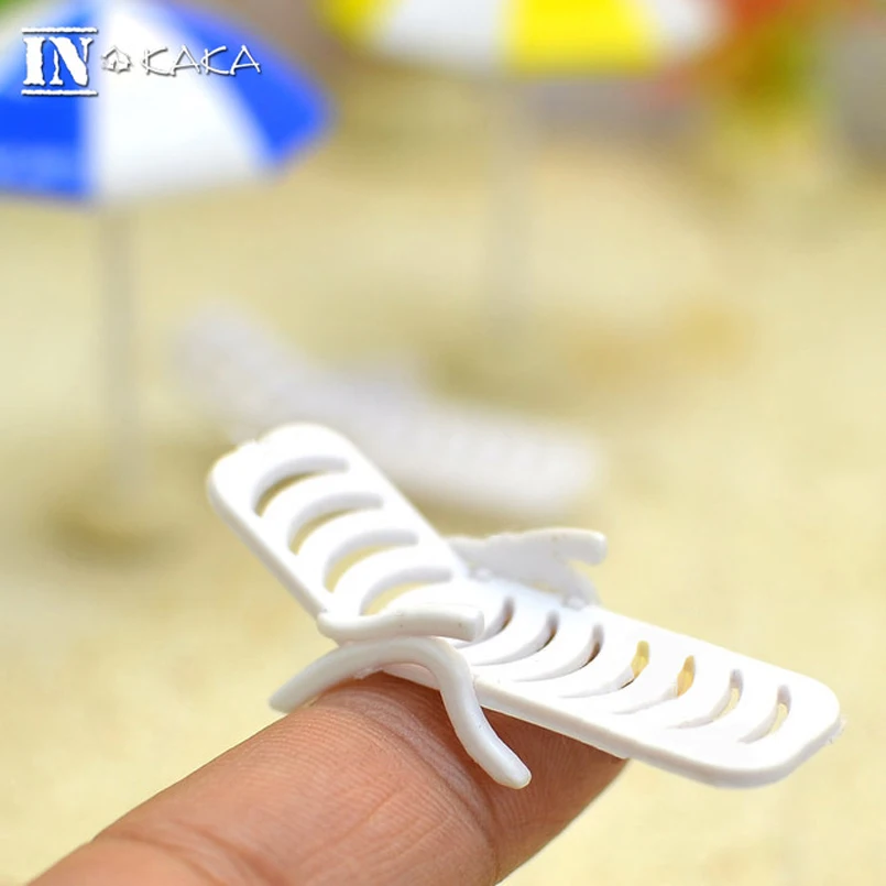 Mini banco de cadeira de praia artificial micro estatueta de jardim de fadas em miniatura/terrário/casa de boneca decoração ornamento acessórios diy