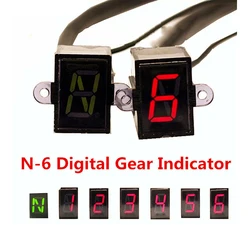 Motorcycle Digital Gear Indicator Light N-6 Speed Shift Clutch Lever Red LED Motorcycle Display Gauge