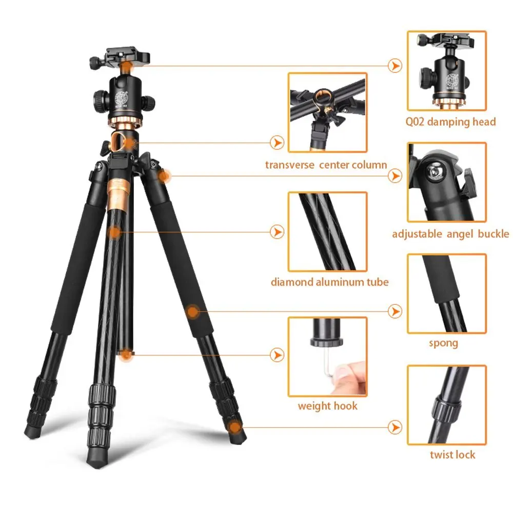 QZSD Q999H Portable Monopod Professional Camera Tripods With 360 Degree Ball Head Quick for Canon Nikon Sony DSLR Cameras DV