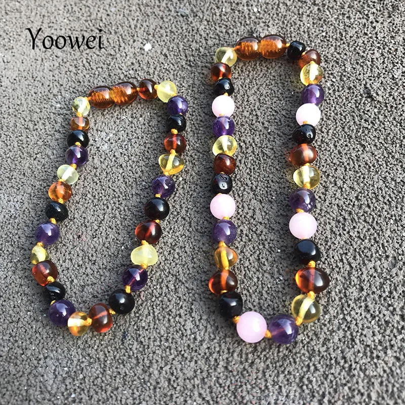 

Yoowei Baby Amber Bracelet/Necklace Natural Rose Quartz Amethyst Gemstone Baltic Amber Jewelry Adult Bracelet Necklace Wholesale