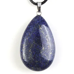 Crystal Stone Pendant For Necklace DIY Natural Amethyst Crystal Quartz Lapis Lazuli Black Agate Opal Waterdrop Jewelry No Chain
