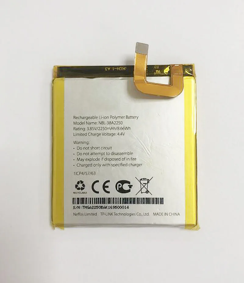 original 2250mAh/8.66Wh 3.85V NBL-38A2250 Replacement Battery For neffos X1 TP902A TP902C Li-ion bateria Li-Polymer Batterie