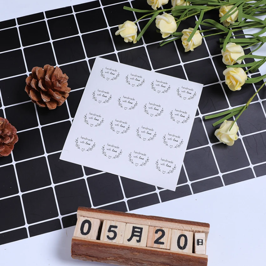 160 Stück/Los, süße Liebes-Girlande, handgefertigt mit Liebe, aus Kraftpapier, weiß, transparent, zum Selbermachen, für Geschenke, Kuchen, Backen, Versiegelung, Aufkleber – Detail 8