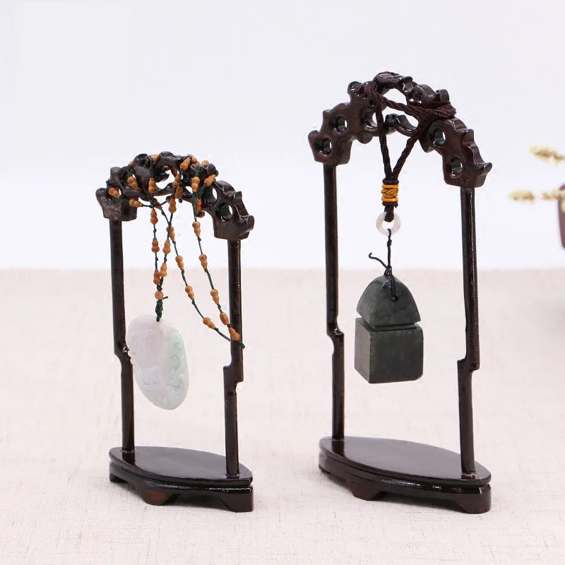 African Ebony Jewelry ornaments display complex antique necklace jade hanger pendant wood frame wood quality shooting props