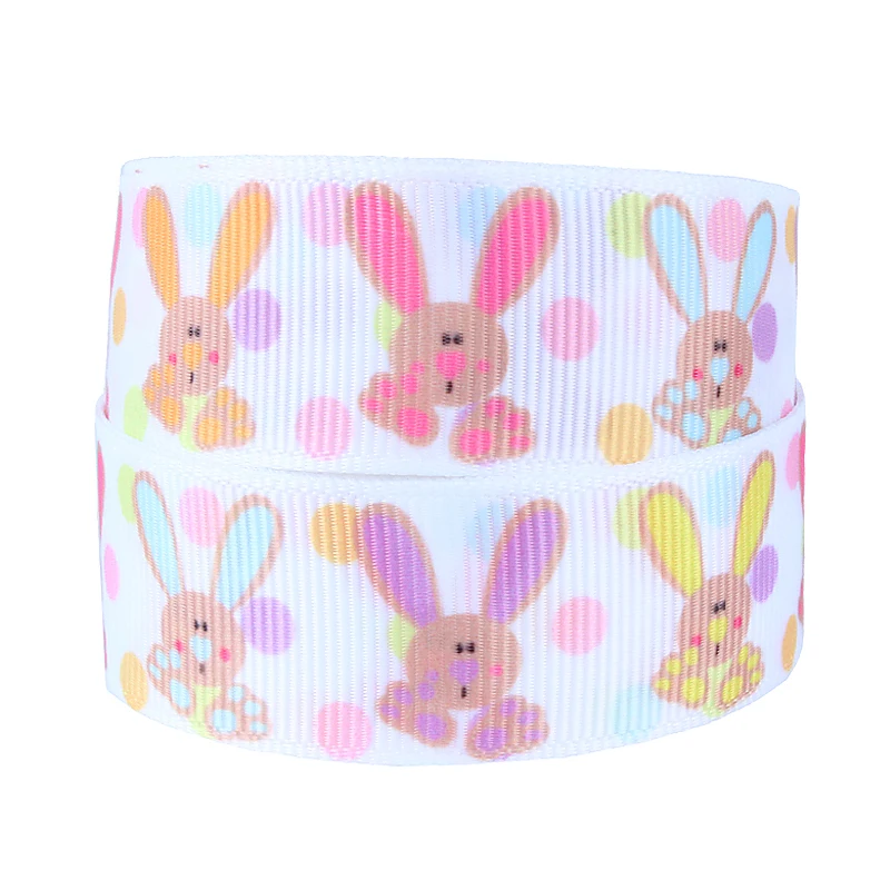 FLRA Ribbon Flora Ribbons cartoon character cute rabbit printed 1 inch Easter ribbon for cheer bows