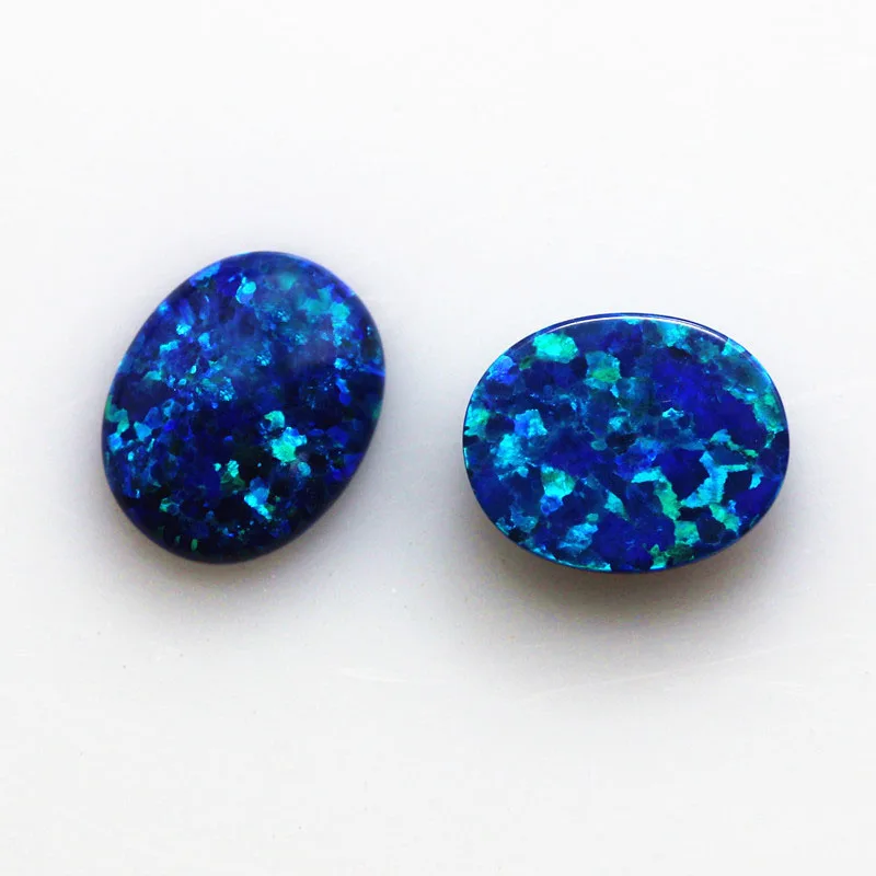 blue opal stone loose beads gemstones oval shape flat base cabochon created gemstone for jewelry making DIY precious stones