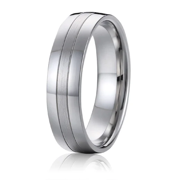 Men\'s Alliances Titanium Wedding Band Promise couple Rings for men white gold silver color 6mm USA size 7 8 9 10 11 12 13 14 15