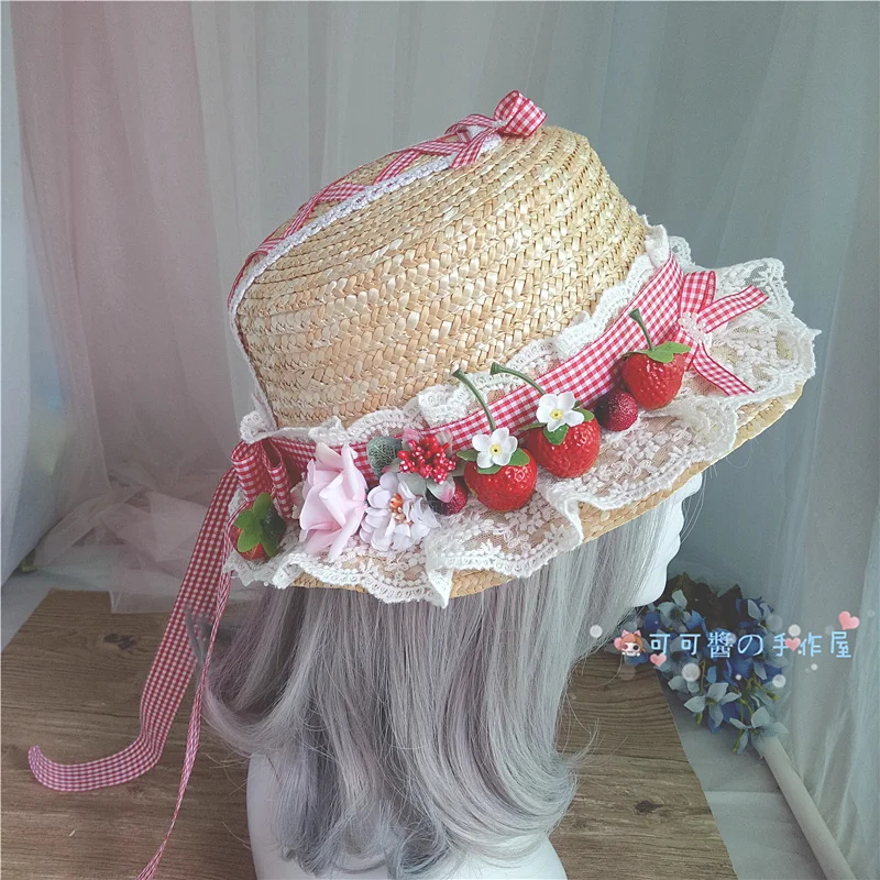 The Original lolita hoop sweet strawberry hair hoop dovetail take the lead on red bowknot clip duckbill lolita headdress