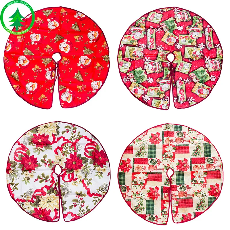 60/90cm Santa Claus Printed Christmas Tree Skirt Christmas Tree Carpet Bottom Decoration Floor Mat Xmas Party Tappeto Natale