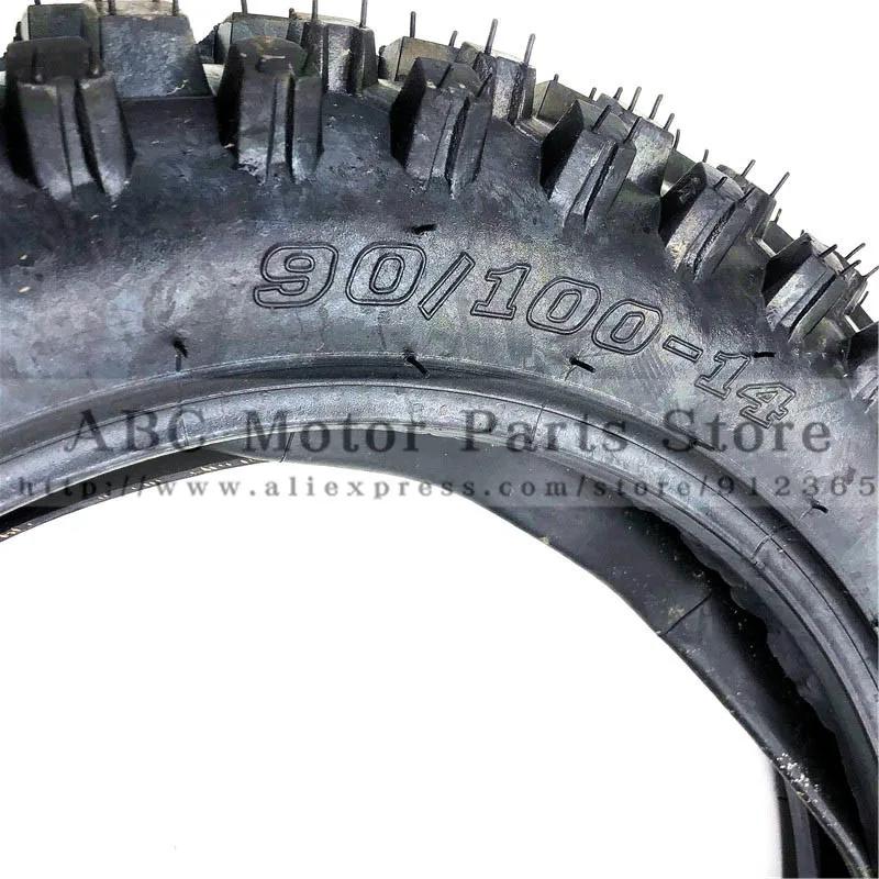 Off Road Tire 90/100-14 with Inner Tube 90/100-14 for Dirt Pit Bike Motocross Off Road Motorcycle 14 inch Rear Wheel